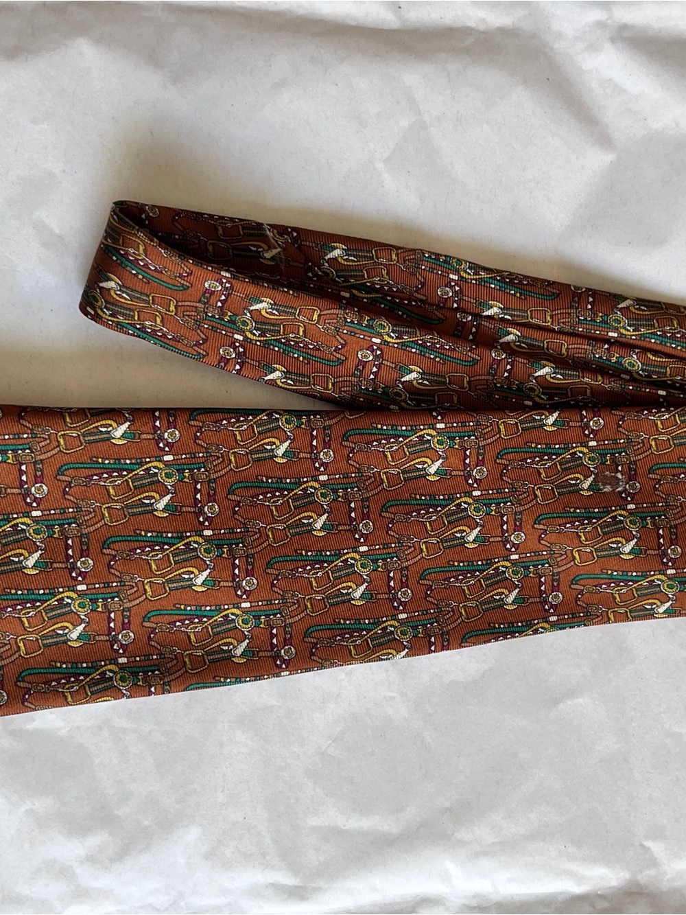 Vintage Salvatore Ferragamo Silk Equestrian Design Men's Necktie